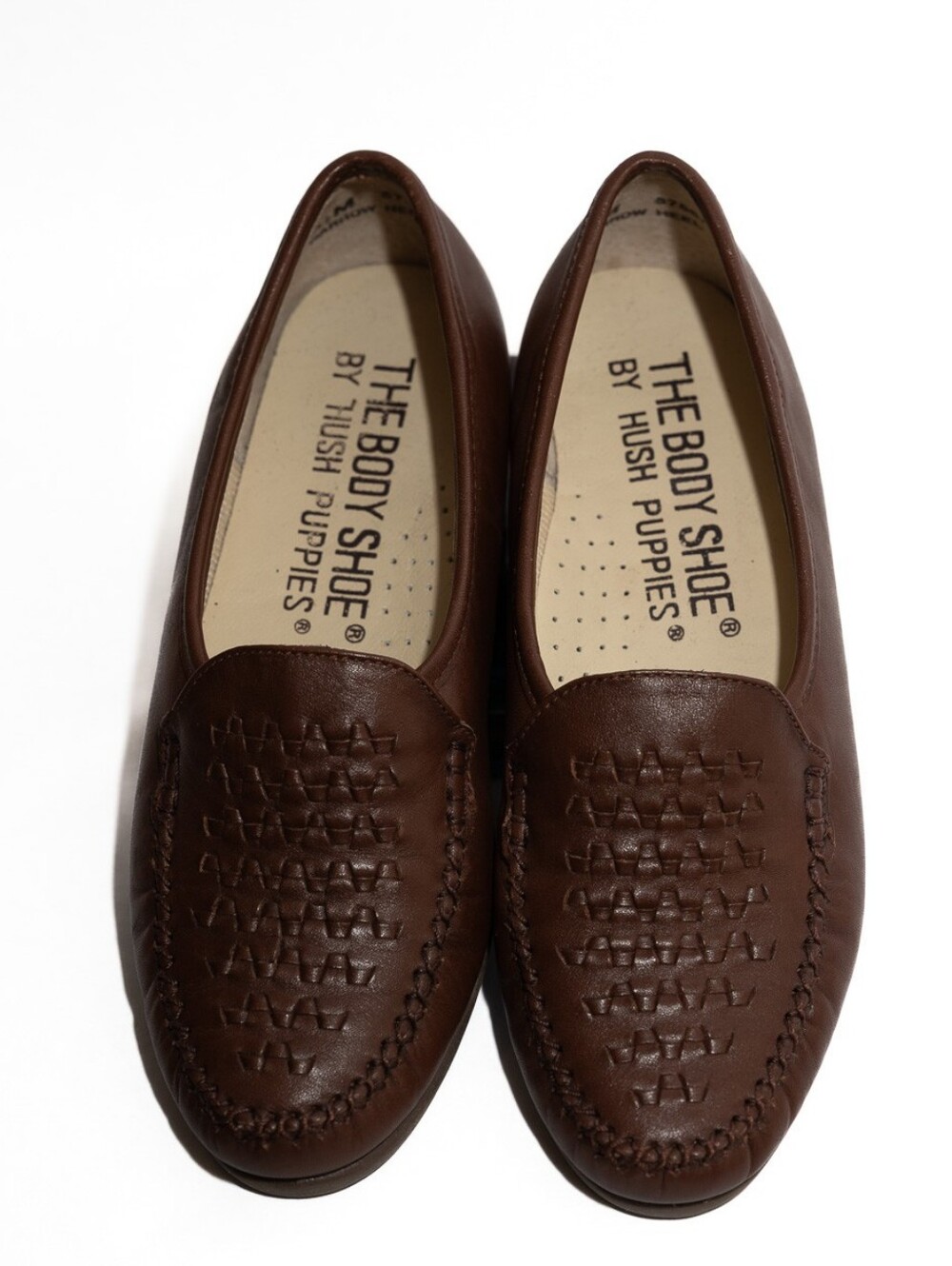 Hush Puppies Body Shoe Women's Brown Moccasin Weaved Leather Loafers 5.5 M